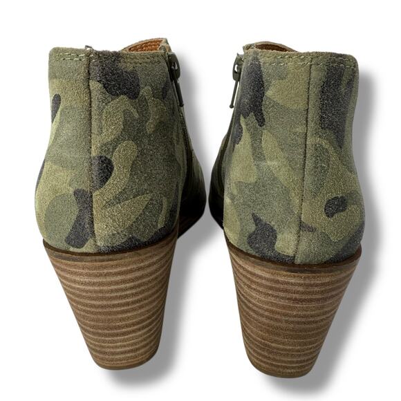 Luxky Brand Green Camo Wedge Bootie Size 8.5 Camoflauge Leather Block Ankle boot - Picture 6 of 8